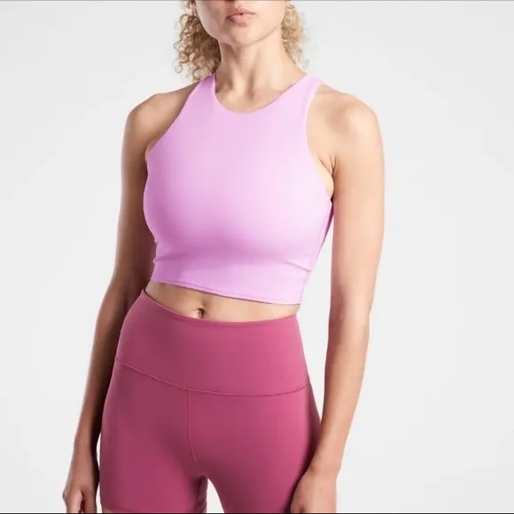Athleta Conscious Crop Top Tank Powervita Opaque Lilac Cropped Length Large